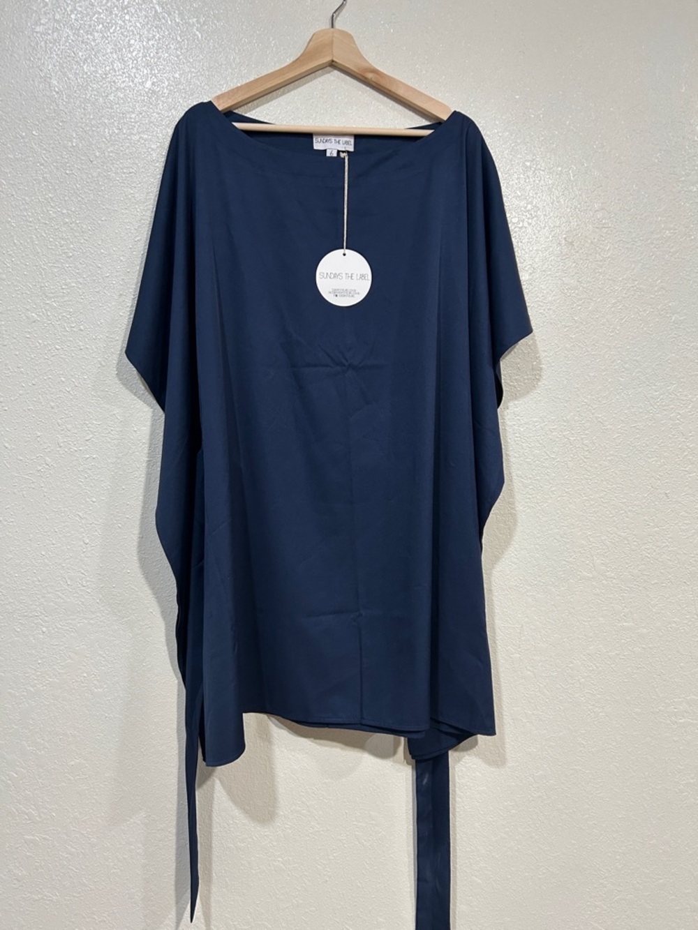 Sundays The Label Navy Blue poncho style tunic top Sz 6 New